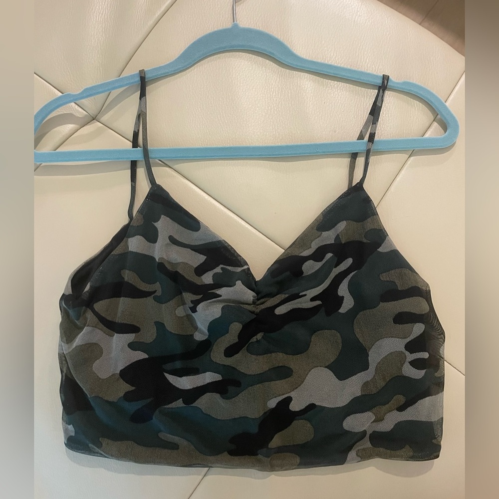 Urban Outfitters Camouflage Spaghetti Strap Crop Top